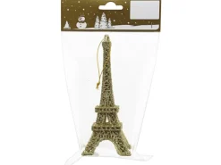 Weihnachts-Deko Eifelturm zum Hängen aus Kunststoff 6 cm x 15 cm Gold