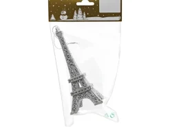 Weihnachts-Deko Eifelturm zum Hängen aus Kunststoff 6 cm x 15 cm Silber
