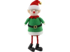 Weihnachts-Deko Elfenjunge aus Stoff 19,5 cm Grün-Rot