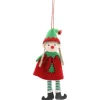 Weihnachts-Deko Elfenmädchen zum Hängen 9 cm x 3,5 cm x 19 cm Grün-Rot