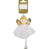 Weihnachts-Deko Engel aus Stoff zum Hängen 14,5 cm Weiß-Silber