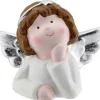 Weihnachts-Deko Engel aus Keramik 10 cm x 9 cm Weiß-Silber