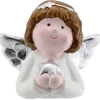 Weihnachts-Deko Engel mit Stern aus Keramik 10 cm x 9 cm Weiß-Silber