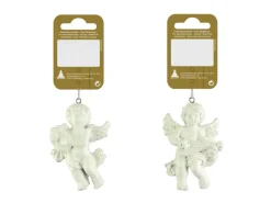 Weihnachts-Deko Engel zum Hängen aus Polyresin 5 cm x 7 cm Weiß 2-fach Sortiert