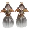 Weihnachts-Deko Figur Engel mit Krone 9 cm x 15 cm Braun-Gold 2-fach Sortiert