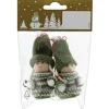Weihnachts-Deko Figuren zum Hängen aus Stoff und Strick 7,5 cm Grün-Weiß 2 Stück