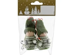 Weihnachts-Deko Figuren zum Hängen aus Stoff und Strick 7,5 cm Grün-Weiß 2 Stück