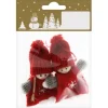 Weihnachts-Deko Figuren zum Hängen aus Filz und Wolle 9 cm Rot-Grau 2 Stück
