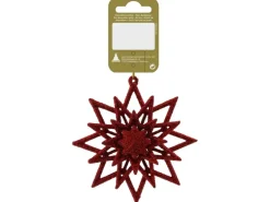 Weihnachtsdeko Glitzerstern zum Hängen 10 cm Rot