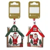 Weihnachts-Deko Haus mit Niko zum Hängen aus Holz 7 cm Rot-Grün 2-fach Sortiert
