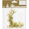 Weihnachts-Deko Hirsch aus Kunststoff 9 cm x 10 cm Gold Glitter