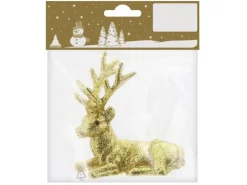 Weihnachts-Deko Hirsch aus Kunststoff 9 cm x 10 cm Gold Glitter