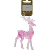 Weihnachts-Deko Hirsch zum Aufhängen aus Acryl 7,5 cm x 14 cm Rosa