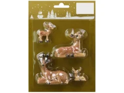 Weihnachts-Deko Hirsche aus Kunststoff 2 cm - 6 cm Hellbraun 4 Stück