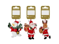 Weihnachts-Deko Hänger aus Holz 9 cm Rot-Weiß 3-fach Sortiert