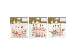 Weihnachts-Deko Holzhänger-Set 6 cm Rot-Weiß 4-teilig 3-fach Sortiert