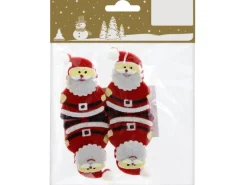 Weihnachtsdeko Holzklammern-Set mit Niko 5,5 cm Rot-Weiß 4 Stück