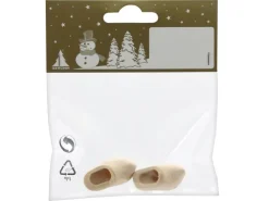 Weihnachts-Deko Holzschuhe 3 cm x 1,6 cm x 1,5 cm Natur