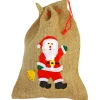 Weihnachtsdeko Jutesack mit Nikoapplikation 26 cm x 35 cm Braun-Rot