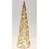 Weihnachts-Deko Kegelbaum 20 LEDs Warmweiß Eisen 12 x 12 x 40 cm Gold