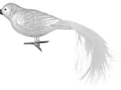 Weihnachts-Deko Kunststoffvögel mit Clip Silber 2 Stück