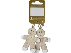 Weihnachts-Deko Lebkuchenmänner zum Hängen aus Holz 5,5 cm x 7 cm Natur 2 Stück