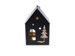 Weihnachts-Deko LED-Haus mit Sternen 28,5 cm x 170 cm Schwarz