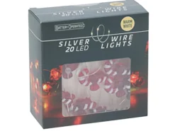 Weihnachts-Deko LED-Silberdraht 3D 4 Dekorationen 20 LEDs Warmweiß