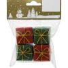 Weihnachts-Deko Päckchen aus Papier und Styropor 3,2 x 3,2 cm Grün-Rot 4 Stück