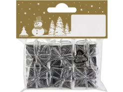 Weihnachts-Deko Päckchen zum Hängen aus Folie Ø 2,5 cm Silber 6 Stück