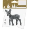 Weihnachts-Deko Rehkitz Beflockt aus Kunststoff 5 cm x 7 cm Grau
