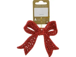 Weihnachts-Deko Schleife zum Hängen aus Kunststoff 11 cm x 9,8 cm Rot