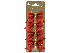 Weihnachts-Deko Schleifen aus Kunststoff 7 cm x 4,5 cm Rot 4 Stück