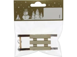Weihnachts-Deko Schlitten aus Holz 3 cm x 7,7 cm x 2 cm Natur