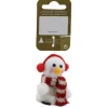 Weihnachts-Deko Schneemann zum Hängen aus Kunststoff und Strick 6 cm Weiß-Rot