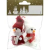Weihnachts-Deko Schneemänner aus Strick und Styropor 6 cm Rot-Weiß 2 Stück
