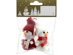 Weihnachts-Deko Schneemänner aus Strick und Styropor 6 cm Rot-Weiß 2 Stück