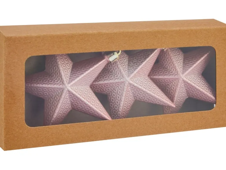 Weihnachts-Deko Stern Rosa 3 Stück