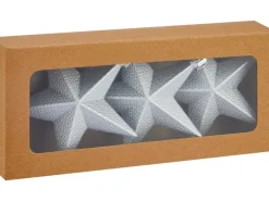 Weihnachts-Deko Stern Silber 3 Stück