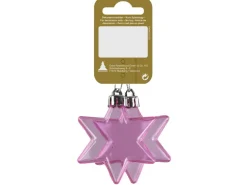Weihnachts-Deko Sterne zum Hängen aus Kunststoff Ø 6 cm Rosa 2 Stück