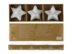 Weihnachts-Deko Sterne zum Hängen aus Kunststoff Ø 8 cm x 3 cm Silber 3 Stück