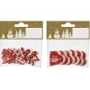 Weihnachtsdeko Streu-Set aus Holz Rot-Weiß 12 Stück 2-fach Sortiert