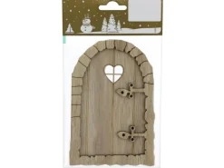 Weihnachts-Deko Tür aus Holz 9,5 cm x 14 cm Natur