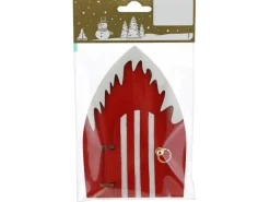 Weihnachts-Deko Tür aus Holz 9,4 cm x 14 cm x 1 cm Rot-Weiß