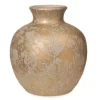 Weihnachts-Deko Vase Bauchig aus Keramik 26 cm Gold