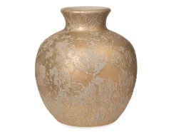 Weihnachts-Deko Vase Bauchig aus Keramik 26 cm Gold