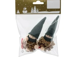 Weihnachts-Deko Wichtel aus Polyester und Zapfen 12 cm Grün-Braun 2 Stück