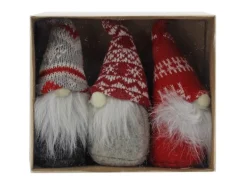 Weihnachts-Deko Wichtel aus Stoff 10 cm Rot-Grau 3 Stück