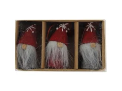 Weihnachts-Deko Wichtel zum Hängen aus Filz und Styropor 6 cm Rot-Grau 6 Stück