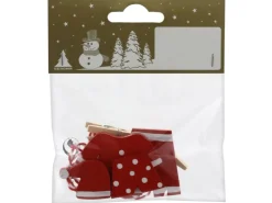 Weihnachts-Deko Wichtel-Set Wäscheleine 8 cm x 10 cm Rot-Weiß 9-teilig